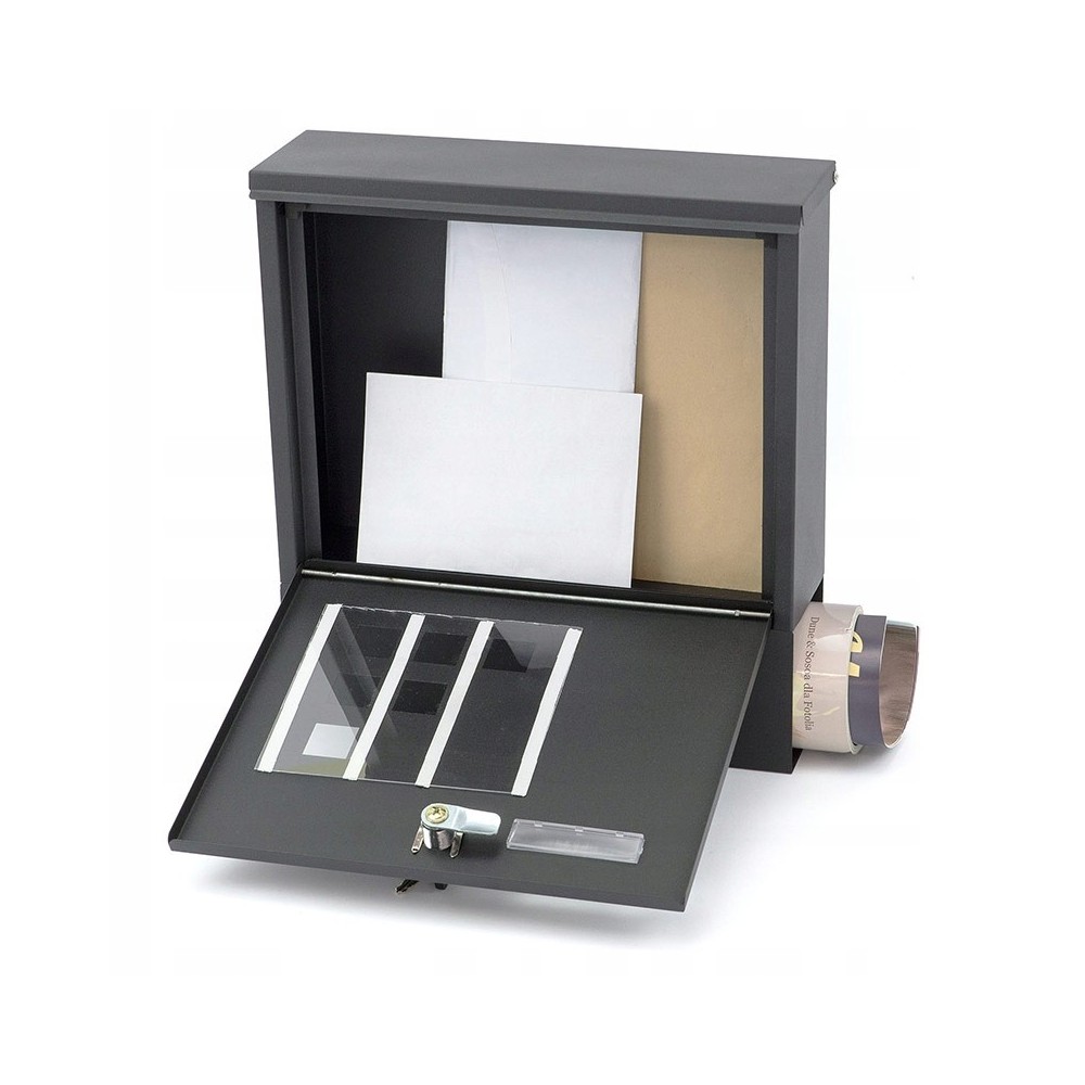 Cutie postala simpla gri antracit cu kit de montare