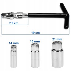 Cheie bujie 14mm, 16mm, 21mm - cap articulat  SN3634